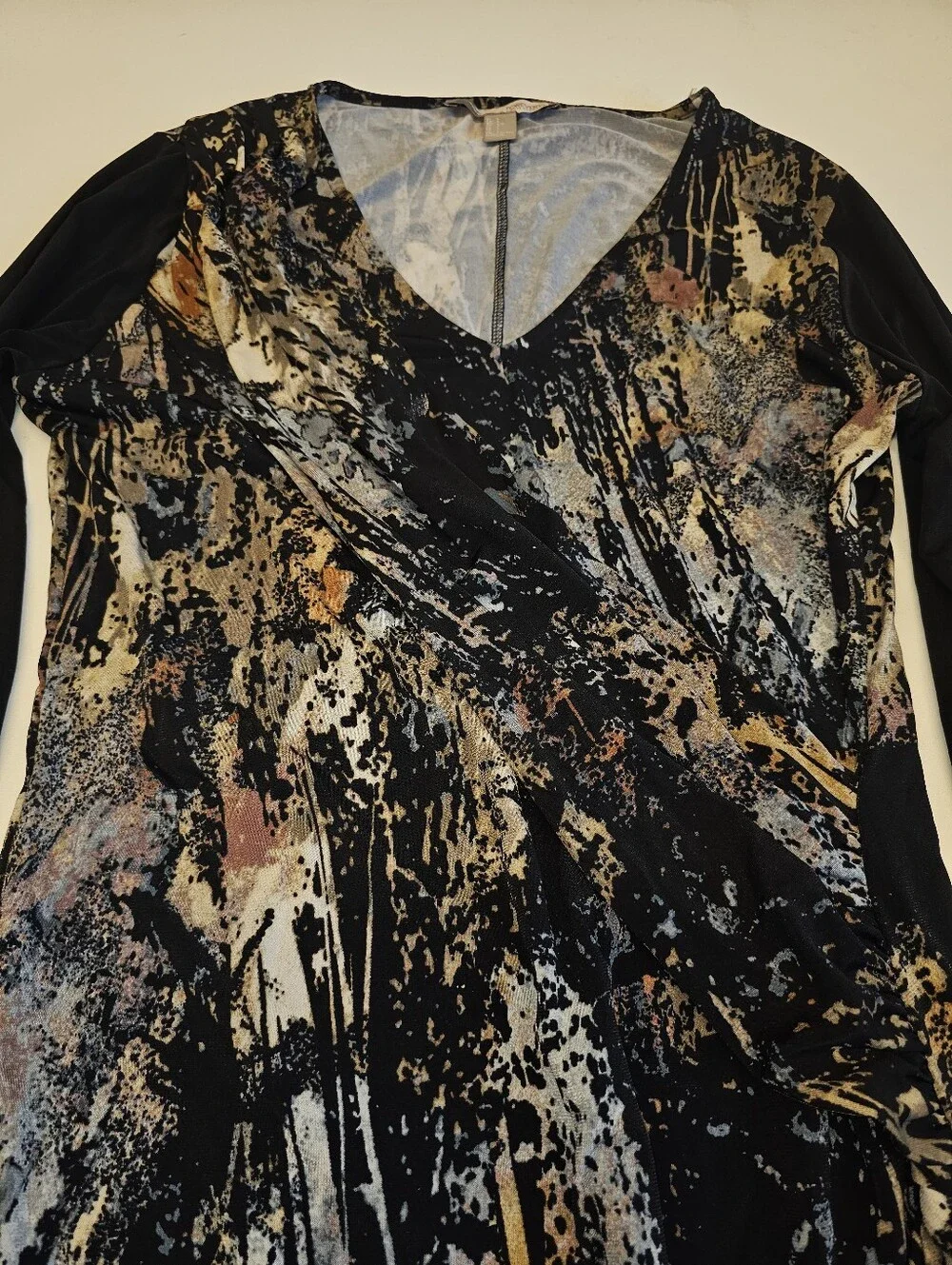 EUC | L | Forever 21 Contemporary | Abstract Print Long Sleeve Wrap Midi Dress
